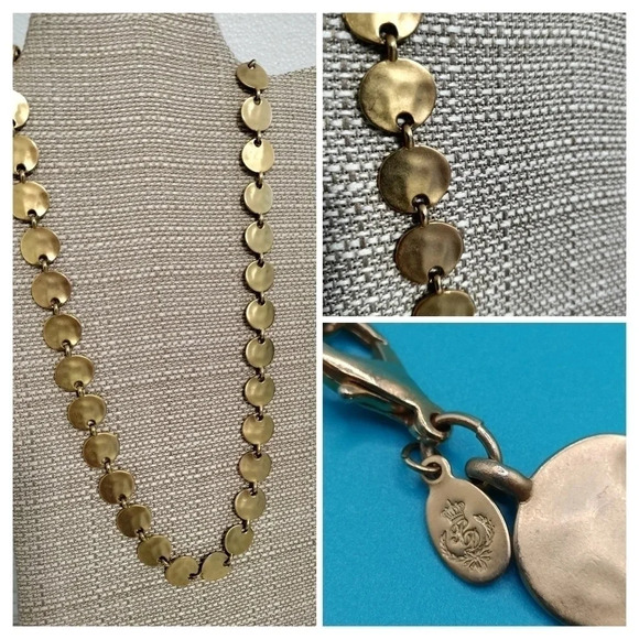 Premier Design Hammered Gold tone Link Chain Necklace 22" - Picture 1 of 6